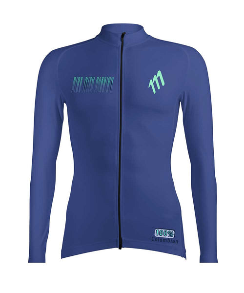 Jersey de ciclismo manga larga marino mujer