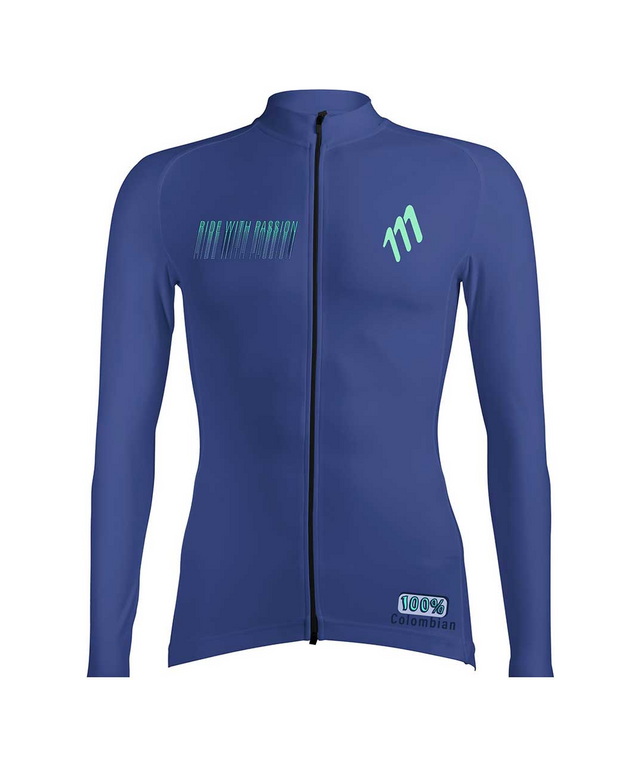 Jersey de ciclismo manga larga marino mujer