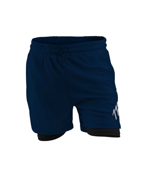 Pantaloneta de running racer navy hombre