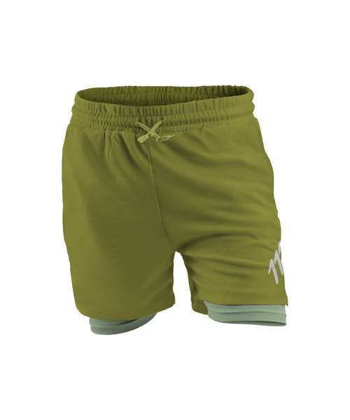 Pantaloneta de running racer verde hombre