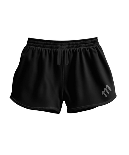 Women's black racer running shorts