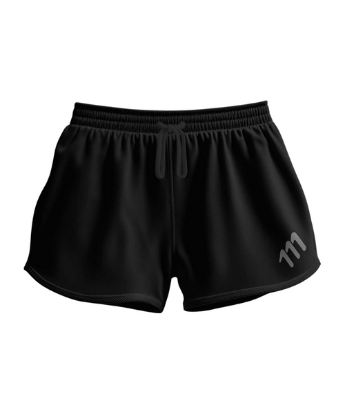 Pantaloneta de running racer negra mujer