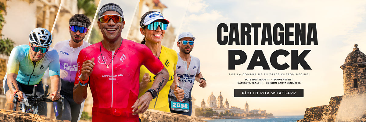 Cartagena Pack: por la compra de tu traje custom recibe tote bag Team 111, souvenir 111 y camiseta o camisilla Team 111 Edición Cartagena 2026