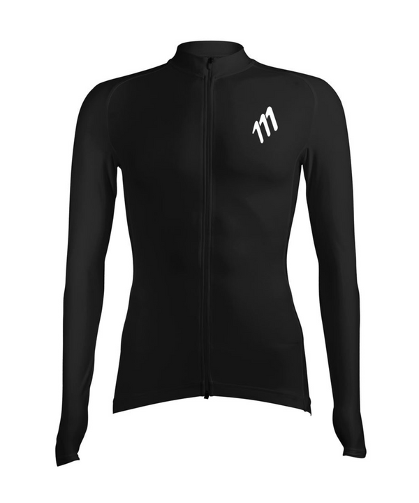 Jersey de ciclismo essentials manga larga negro mujer