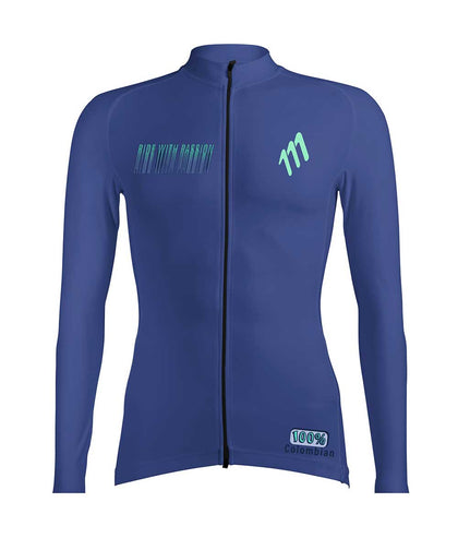 Jersey de ciclismo manga larga marino hombre