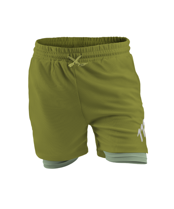 Pantaloneta de running racer verde hombre