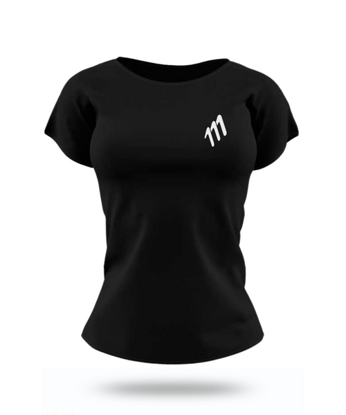 Women's black racer running tee