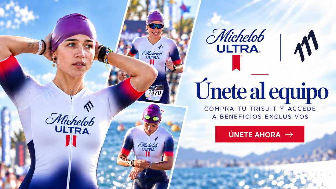 Michelob Ultra × 111: únete al equipo. Compra tu trisuit y accede a beneficios exclusivos
